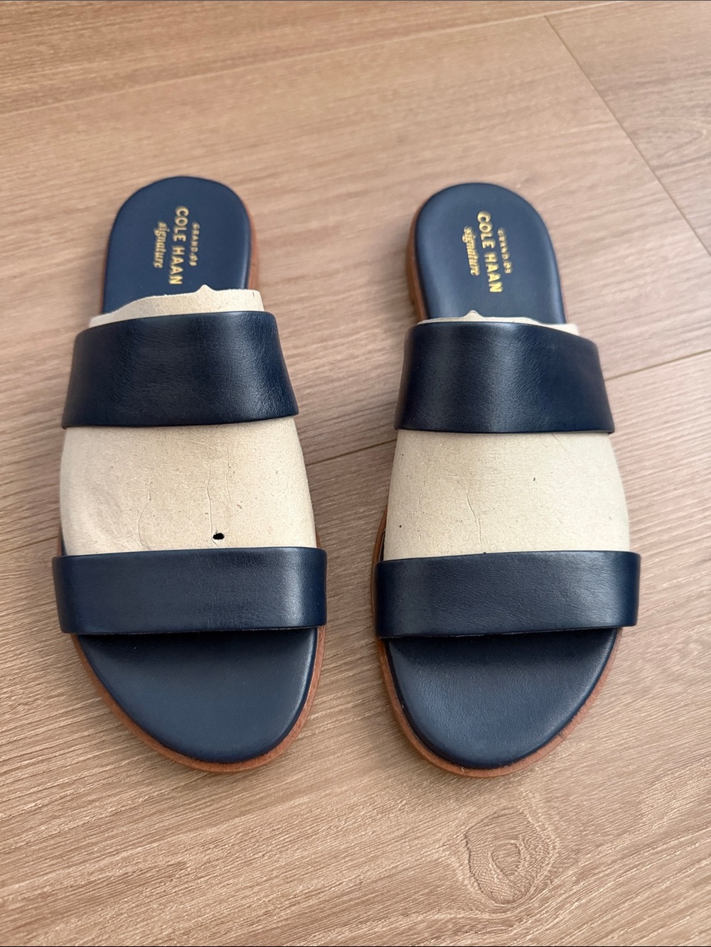 Cole Haan Findra Navy Double-Band Slide Sandals